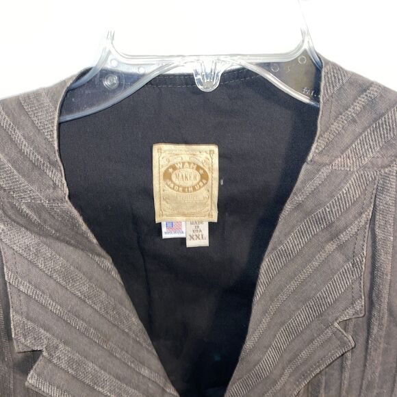 WAH Maker Men’s Western Vest Size 2XL Brown Striped Cowboy Rodeo Outdoors - Picture 3 of 12